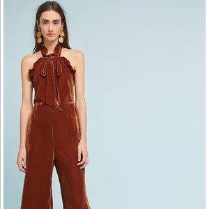 Anthropologie KRISTINIT Brown Velvet Jumpsuit